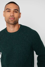 Threadbare Green Waffle Knit Crew Neck Jumper - Image 4 of 5