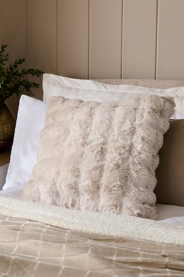 Oyster 59 x 59cm Aspen Faux Fur Cushion