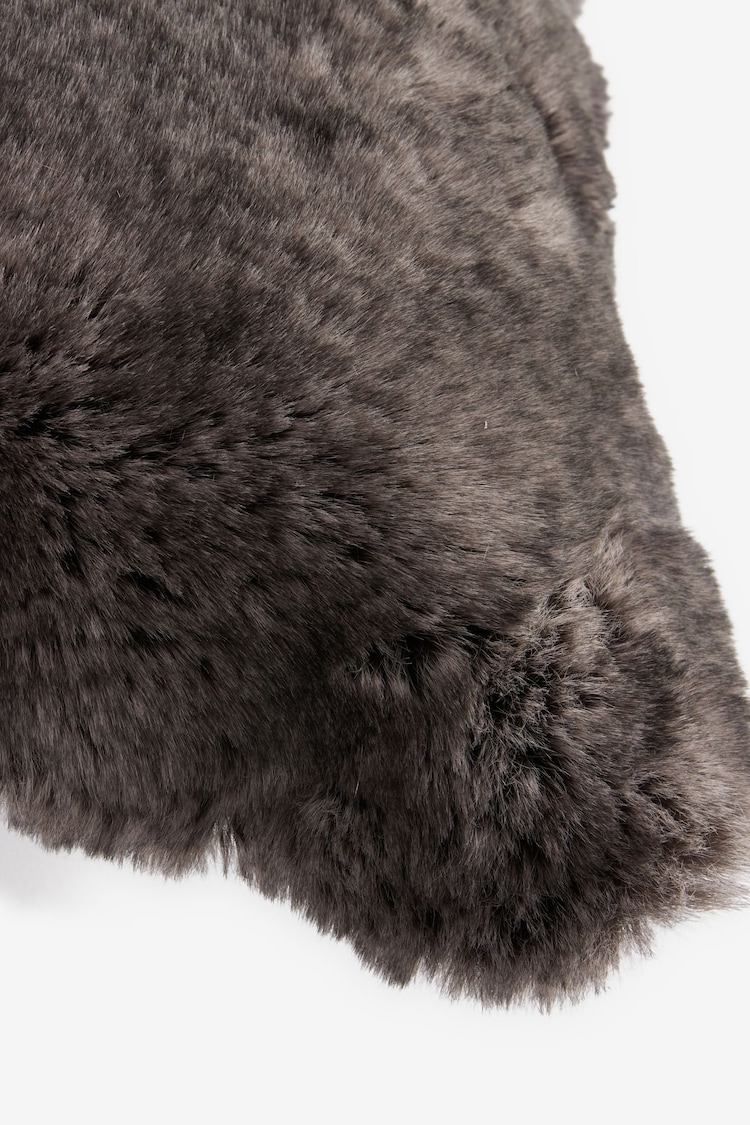 Charcoal Grey Josephine Faux Fur Cushion - Image 5 of 5