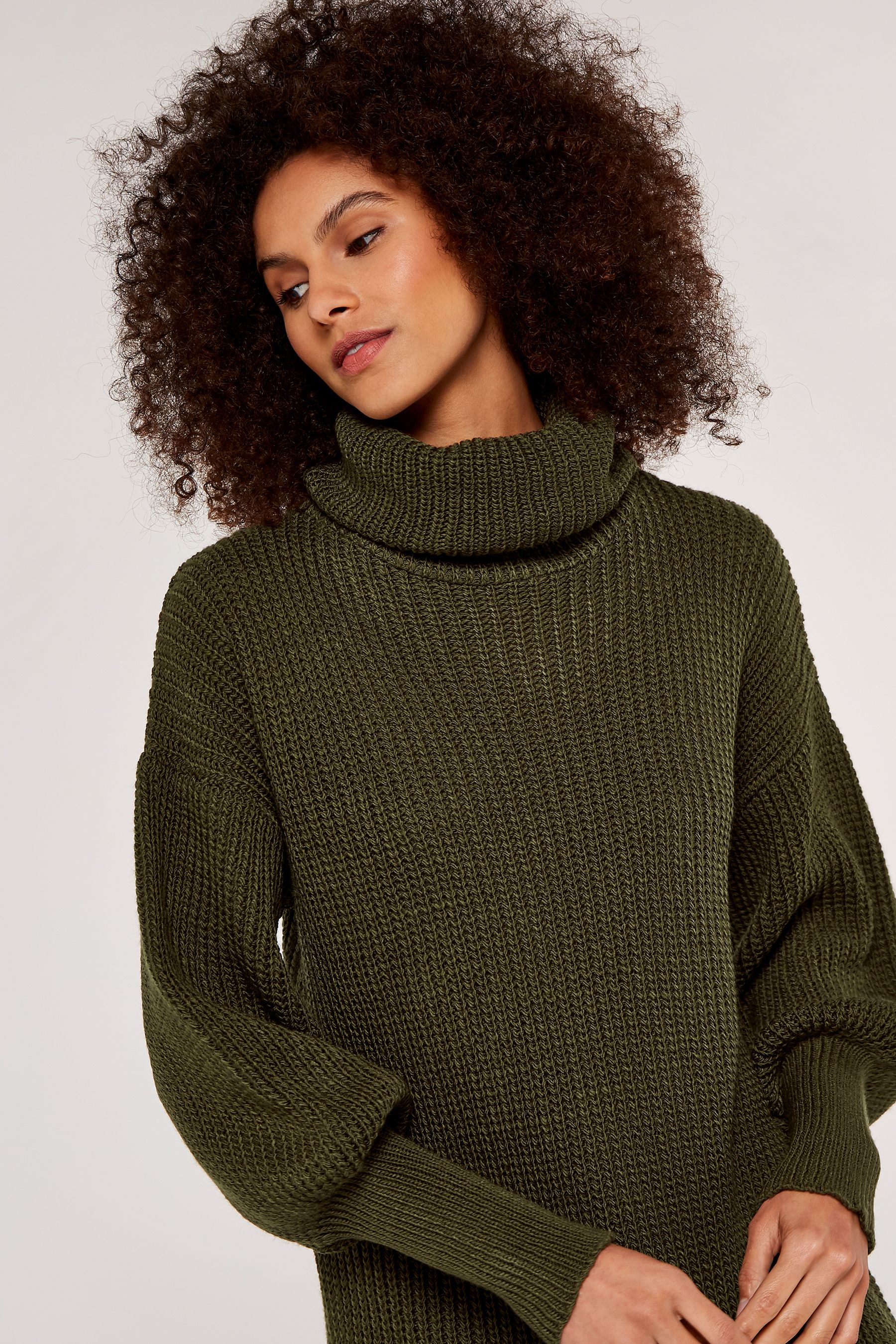 Buy Apricot Dark Green Cowl Neck Jumper Dress from the Next UK online shop