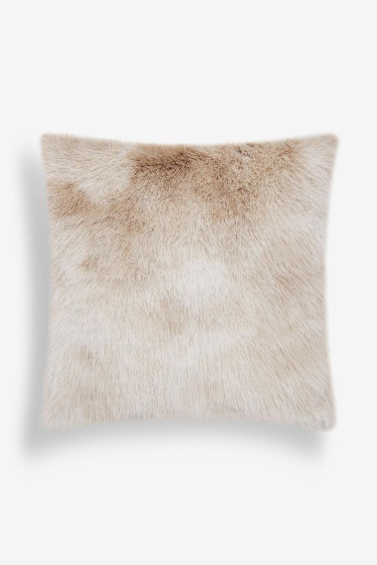 Mink Brown 43 x 43cm Loulou Faux Fur Cushion - Image 2 of 4