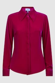 Reiss Pink Carly Velvet Button-Through Shirt - Image 2 of 5