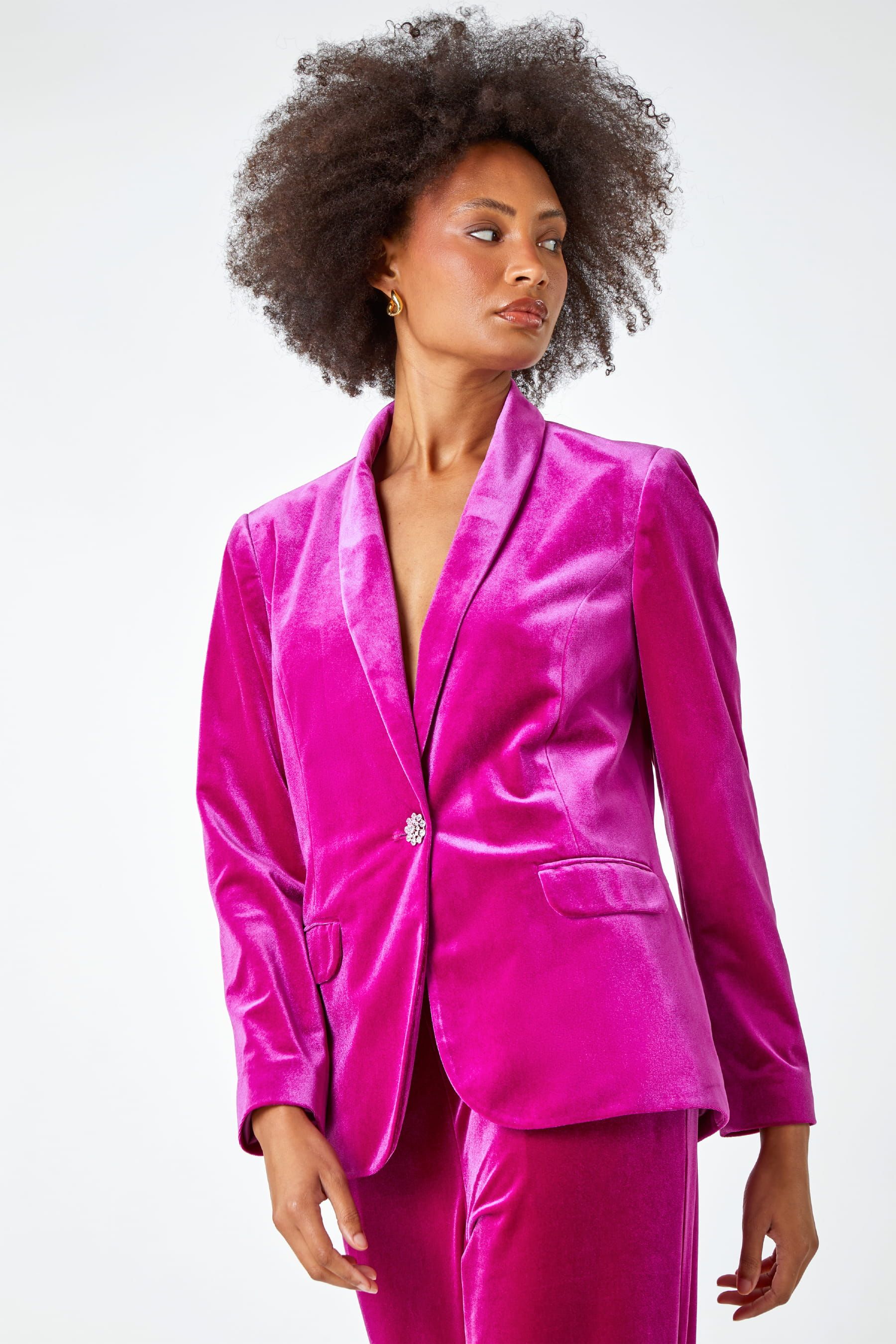 Pink velvet deals blazer womens