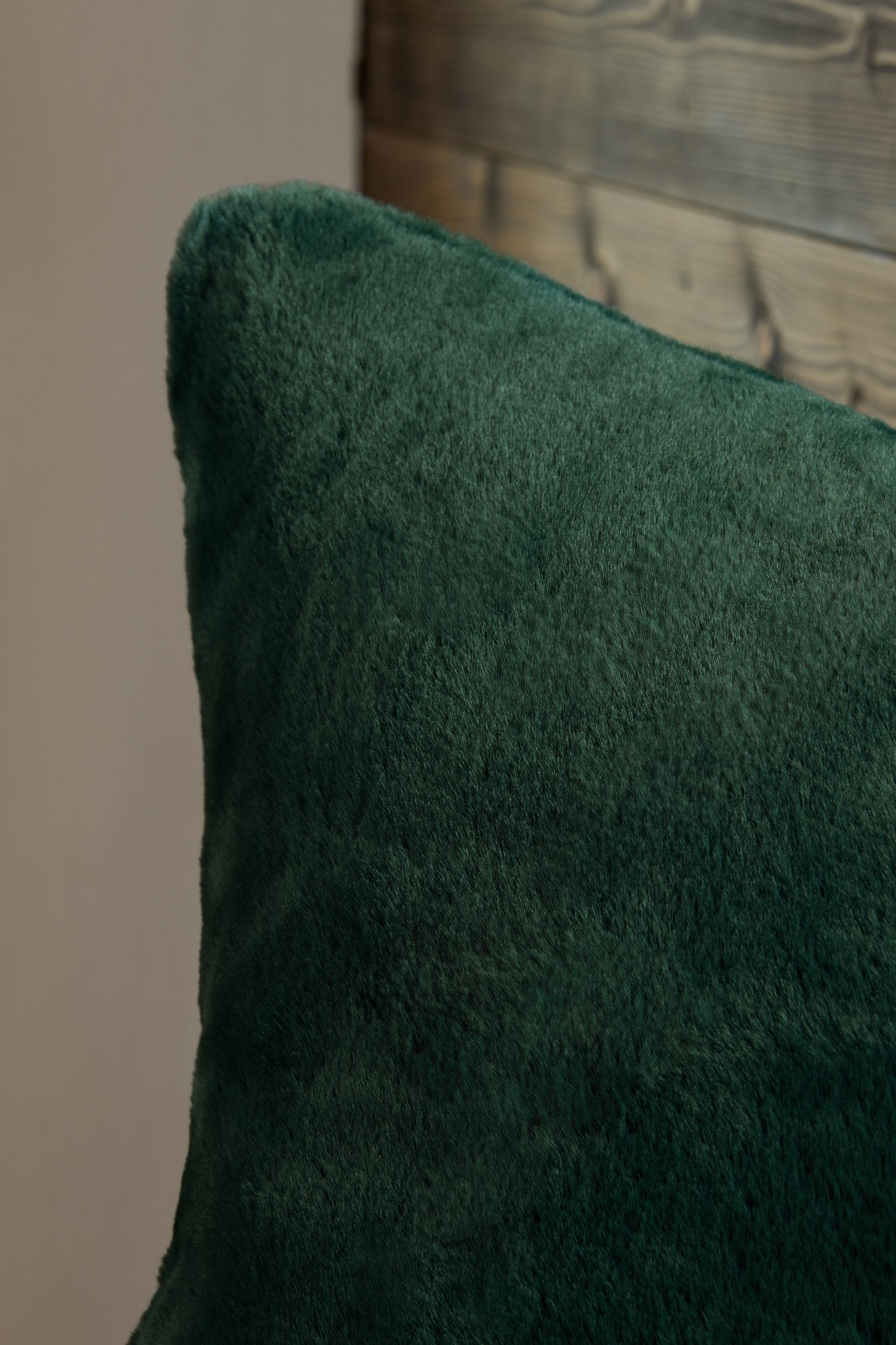 Green faux fur cushion outlet