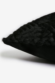 Black 59 x 59cm Basset Embossed Faux Fur Cushion - Image 4 of 4