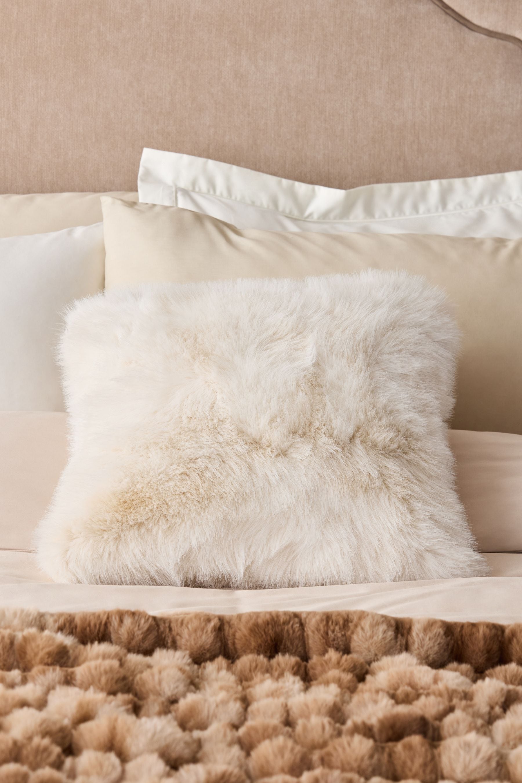 Ivory faux fur pillow new arrivals