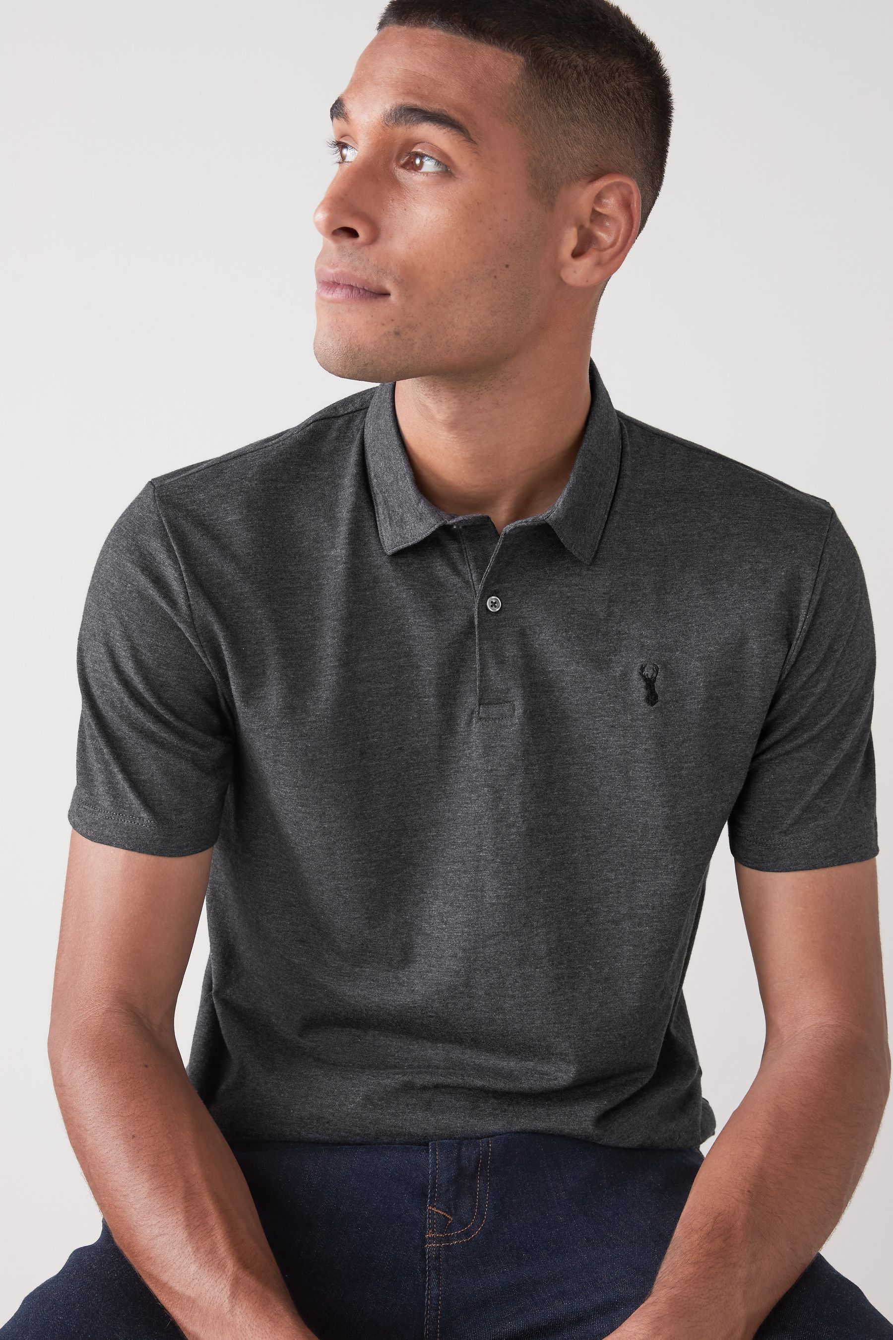 Charcoal grey polo top shirt