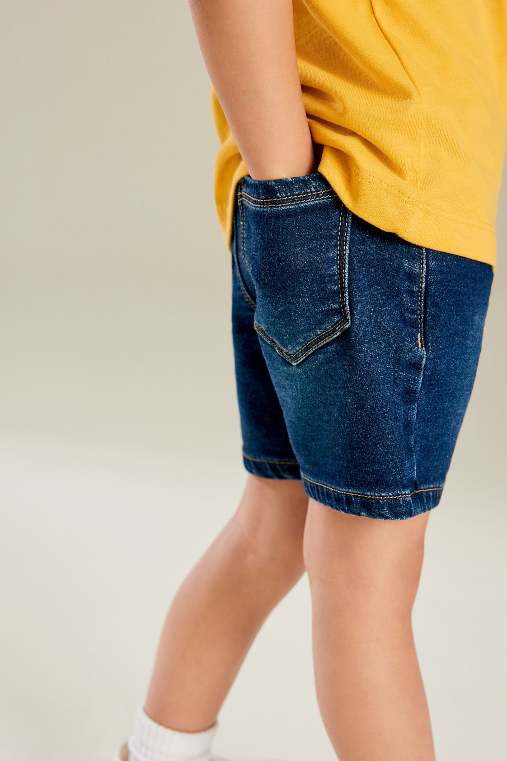 Dark Wash Jersey Denim Pull-On Shorts (3mths-7yrs) - Image 3 of 5