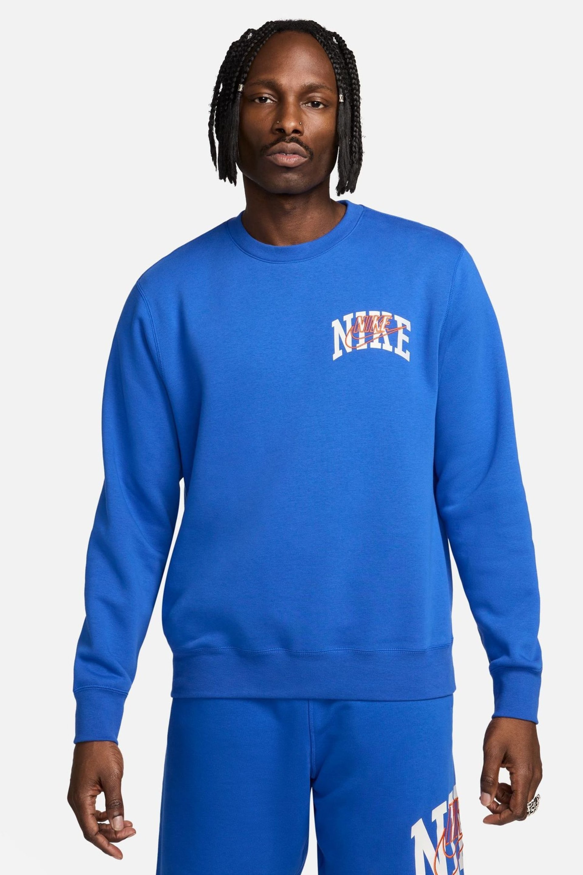 Nike Navy Club Fleece Crew Sweatshirt - Image 1 of 5