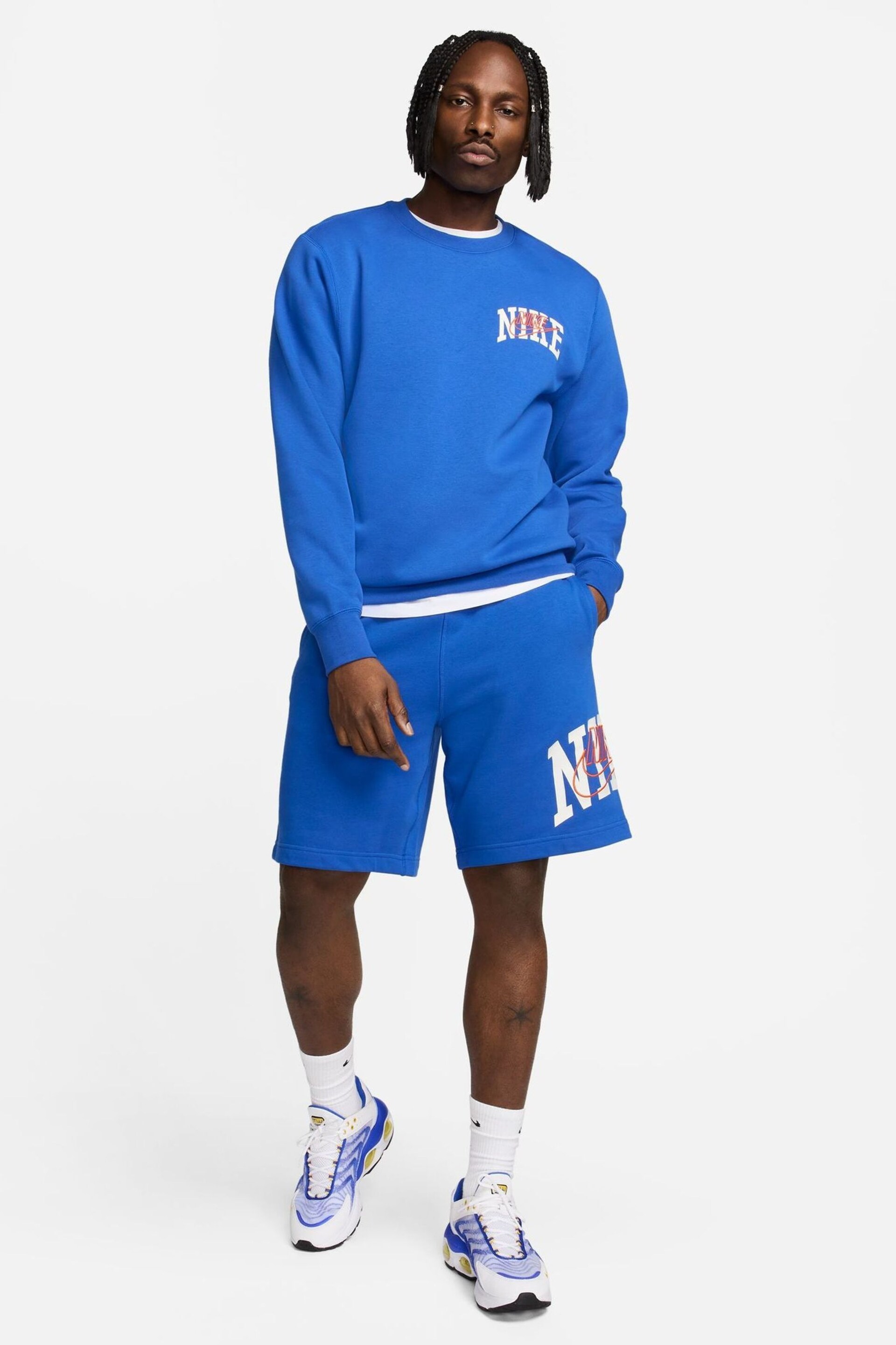 Nike Navy Club Fleece Crew Sweatshirt - Image 5 of 5