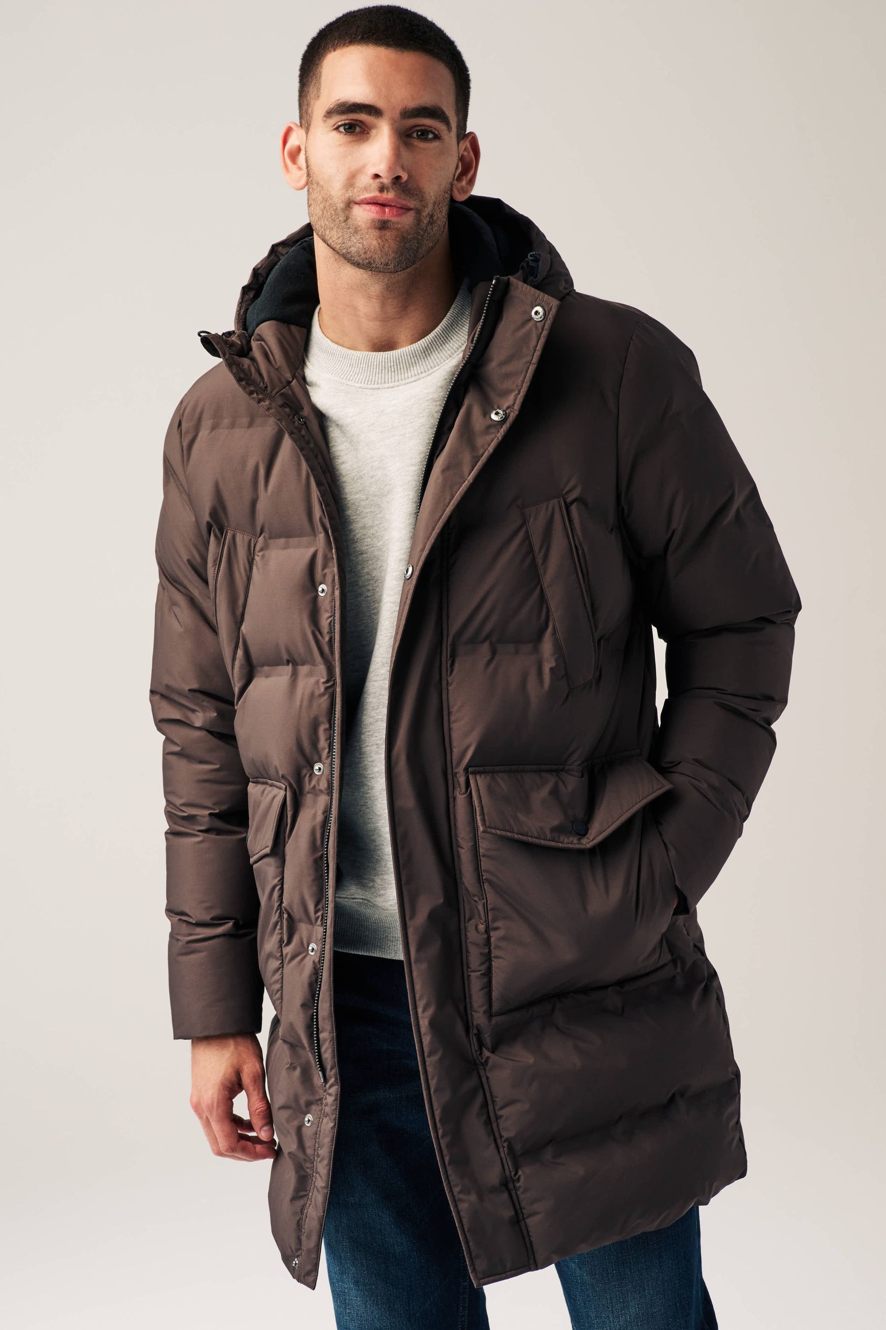 Acheter Marron chocolat Doudoune longue impermeable from Next Luxembourg