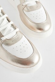 White/Gold Signature Leather High Top Trainers - Image 4 of 5