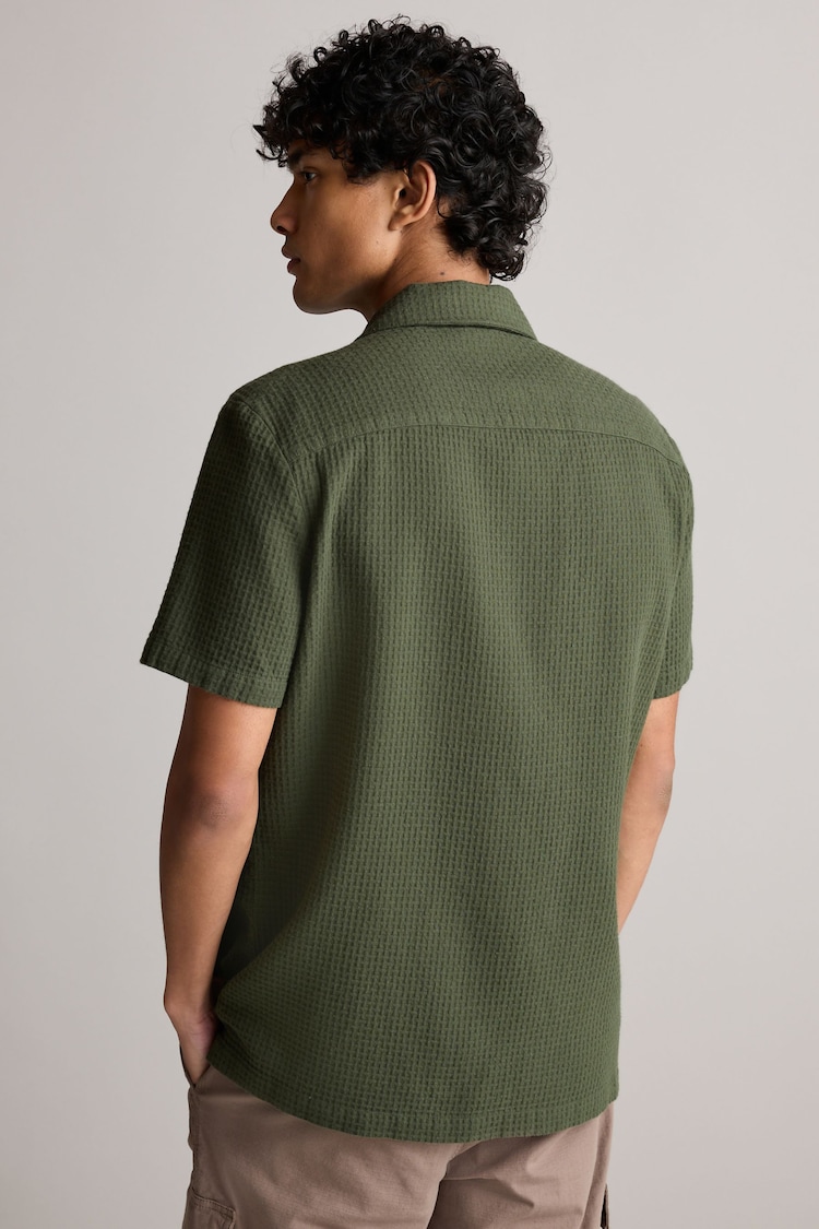 Green Textured Waffle Short Sleeve Shirt - Image 3 of 7