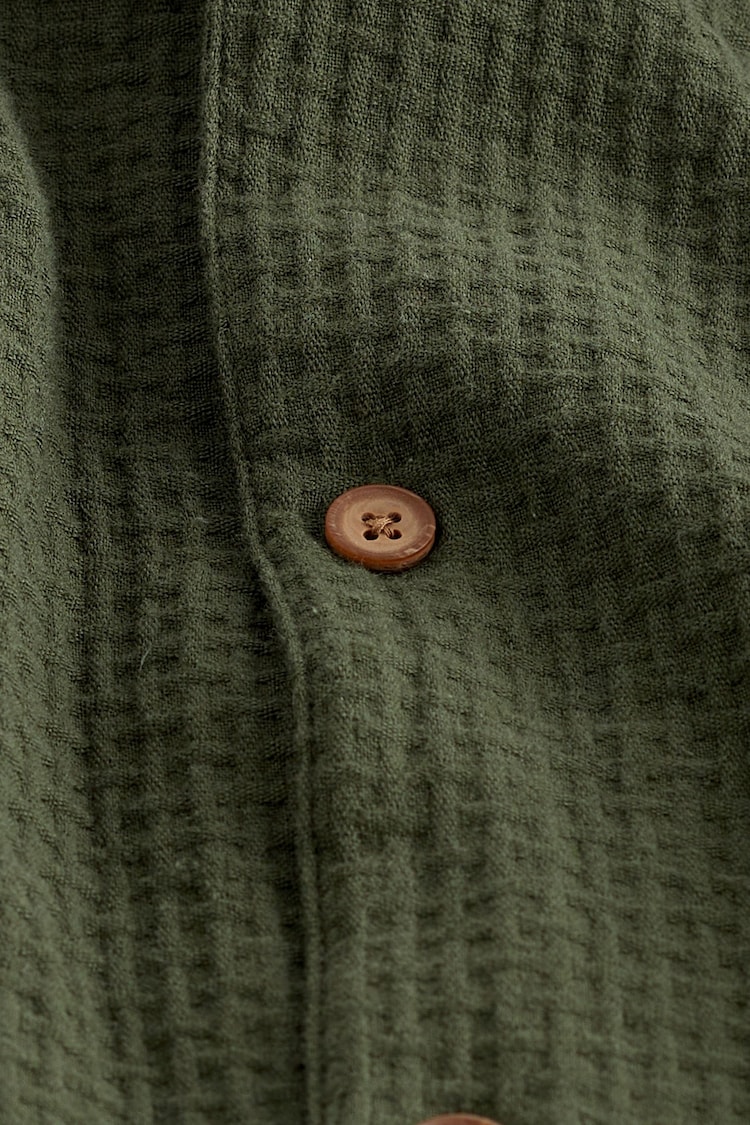 Green Textured Waffle Short Sleeve Shirt - Image 7 of 7