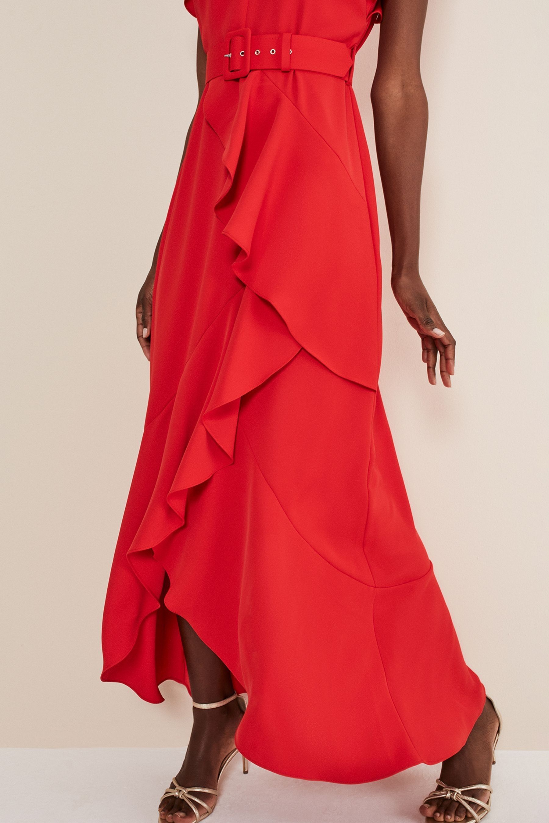 Red frill maxi dress on sale