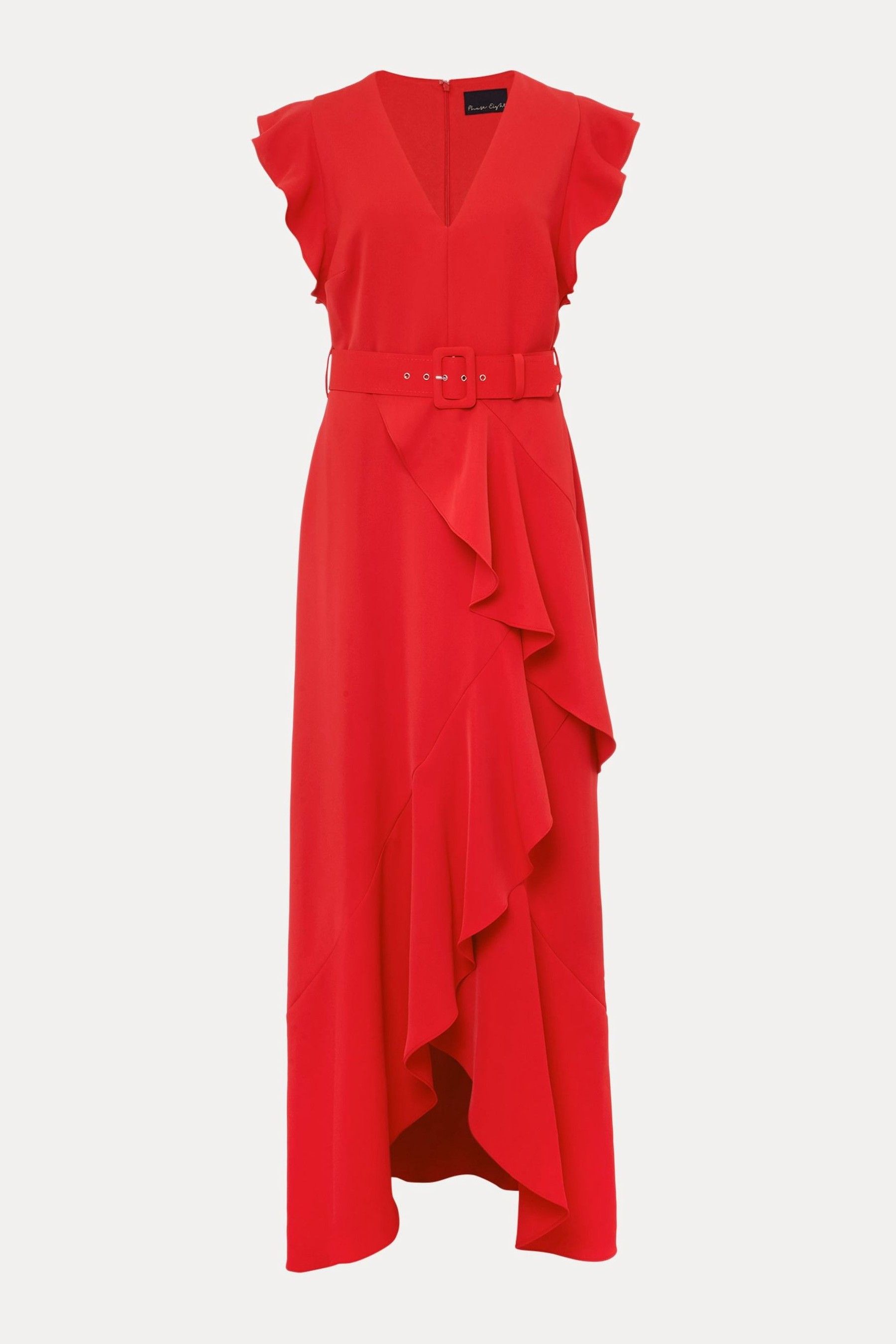 Red chiffon ruffle discount layer maxi dress