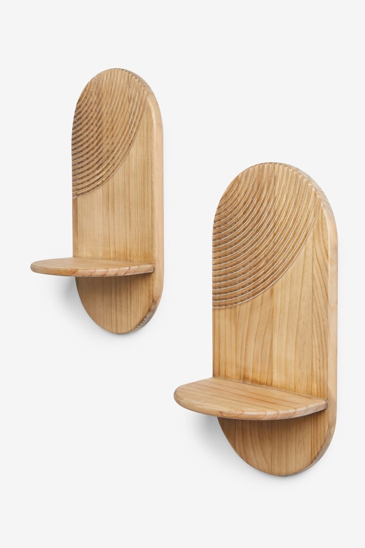 Buy Natural Wooden Global Pill Shelves Pack Of 2 from Next India