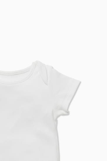 MORI Organic Cotton Short Sleeve Envelope Neckline White Bodysuit