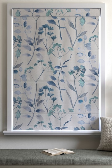 Blue Isla Floral Blue Made to Measure Roman Blind