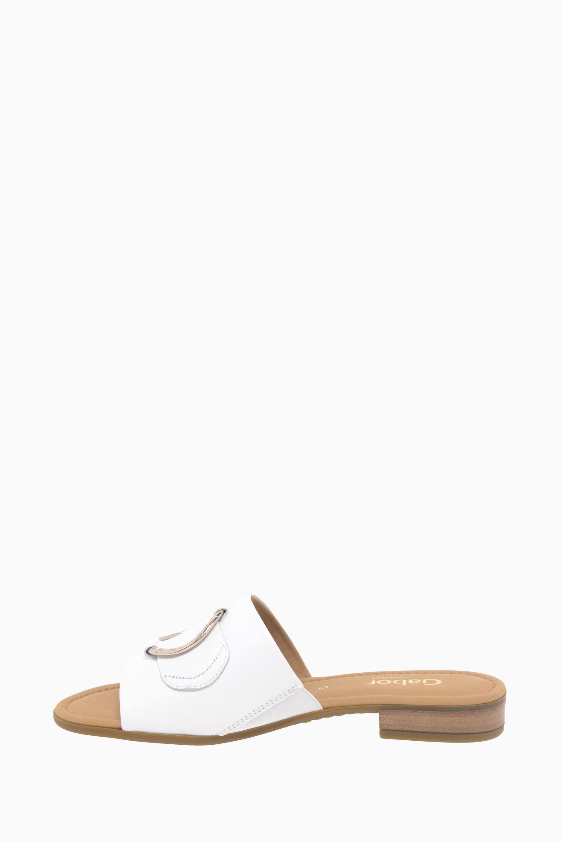 Gabor Fresh White Leather Mules