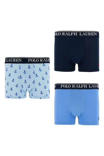 Polo Ralph Lauren Blue Cotton Stretch Logo Boxers 3 Pack