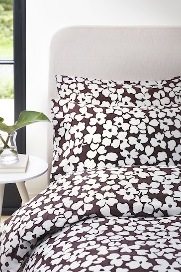 Jasper Conran London Brown Abstract Floral 200 TC Percale Pillowcases Pair