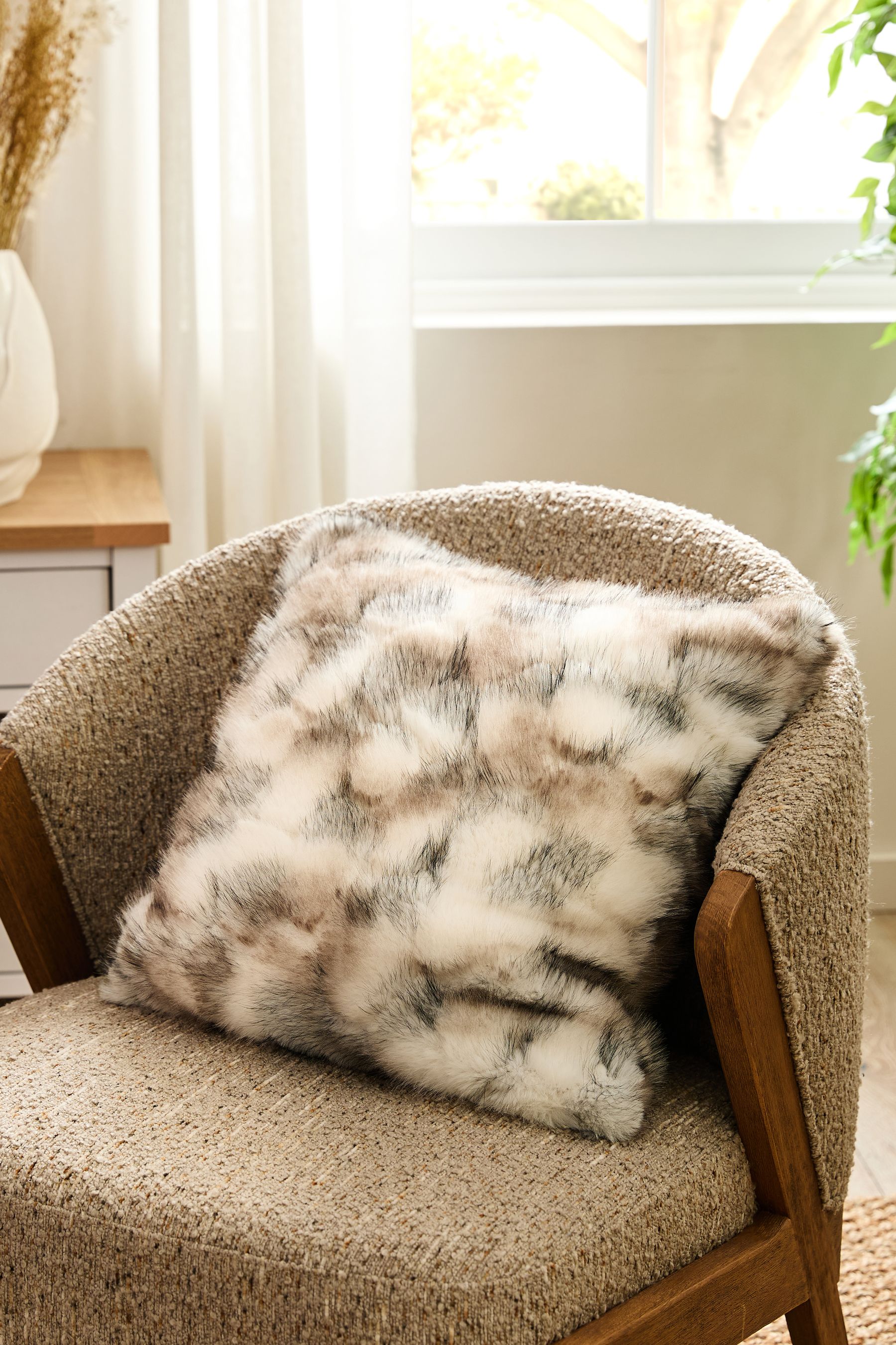 Buy Monochrome Baxter Faux Fur Cushion from Next Luxembourg