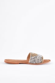 Metallic Regular/Wide Fit Forever Comfort® Leather Beaded Mules - Image 2 of 6