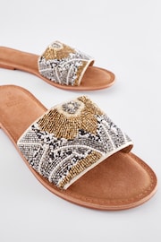 Metallic Regular/Wide Fit Forever Comfort® Leather Beaded Mules - Image 4 of 6