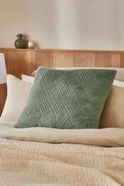 Sage Green 59 x 59cm Basset Embossed Faux Fur Cushion - Image 1 of 5