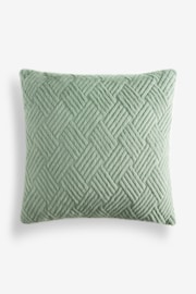 Sage Green 59 x 59cm Basset Embossed Faux Fur Cushion - Image 3 of 5