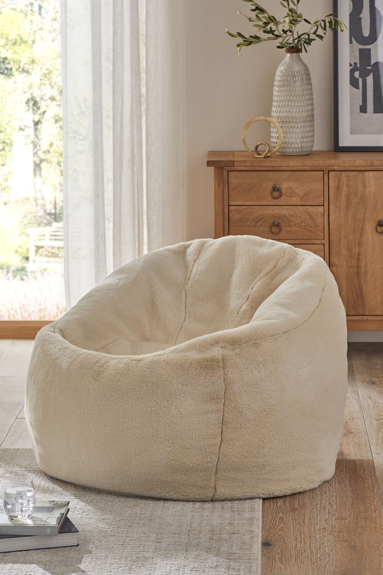 Natural Faux Fur Bean Bag Chair - Image 1 of 5