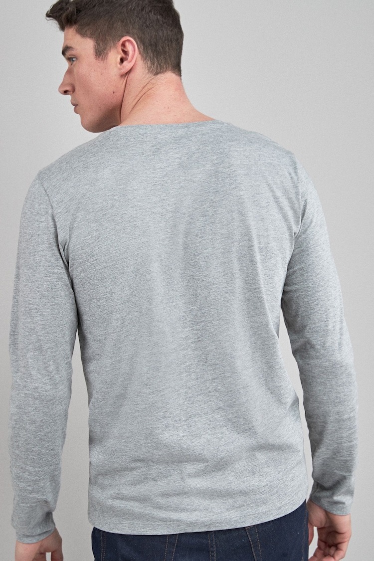 Grey Marl Regular Fit Long Sleeve Crew Neck T-Shirt - Image 2 of 3