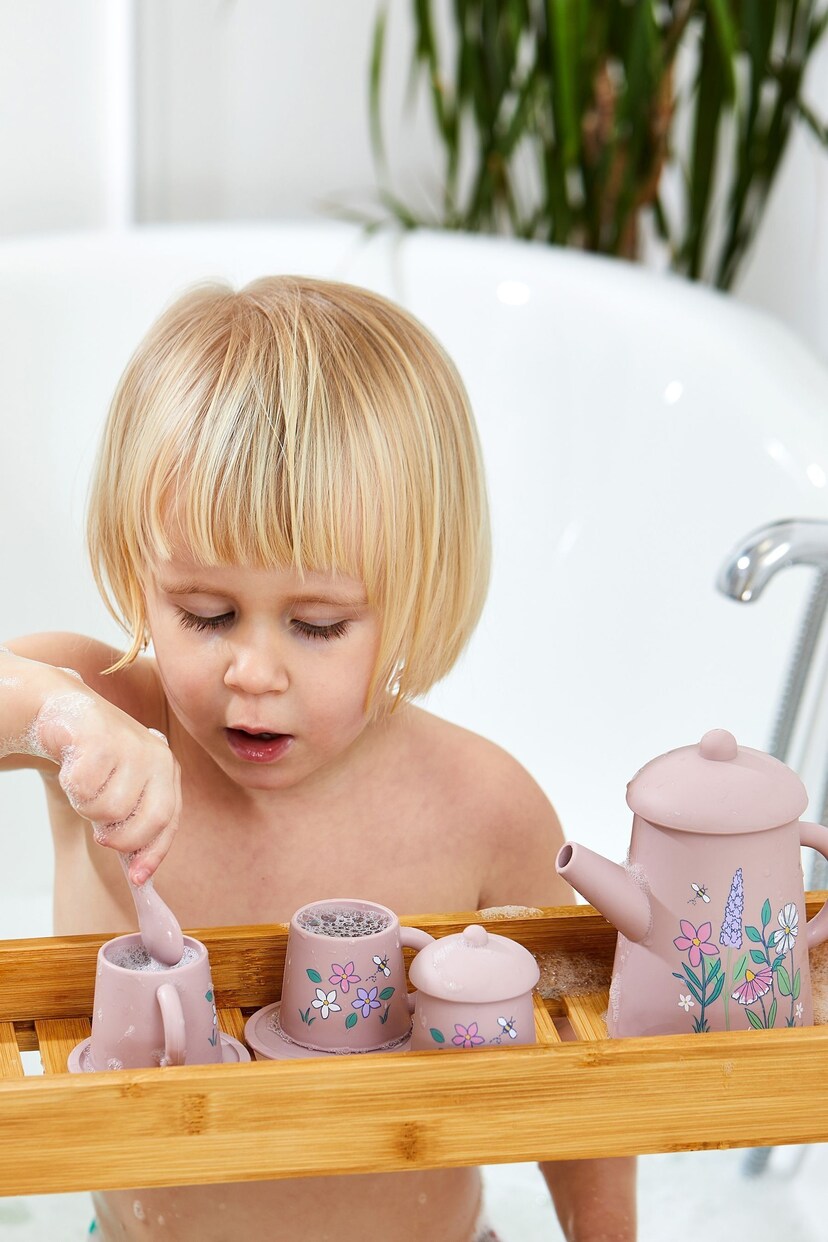 JoJo Maman Bébé Pink Pretty Silicone Bath Toy Teaset - Image 1 of 5