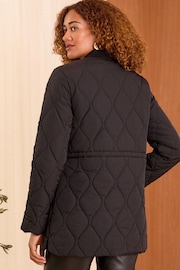 Love & Roses Black Drawstring Waist Padded Quilted Jacket - Image 4 of 4