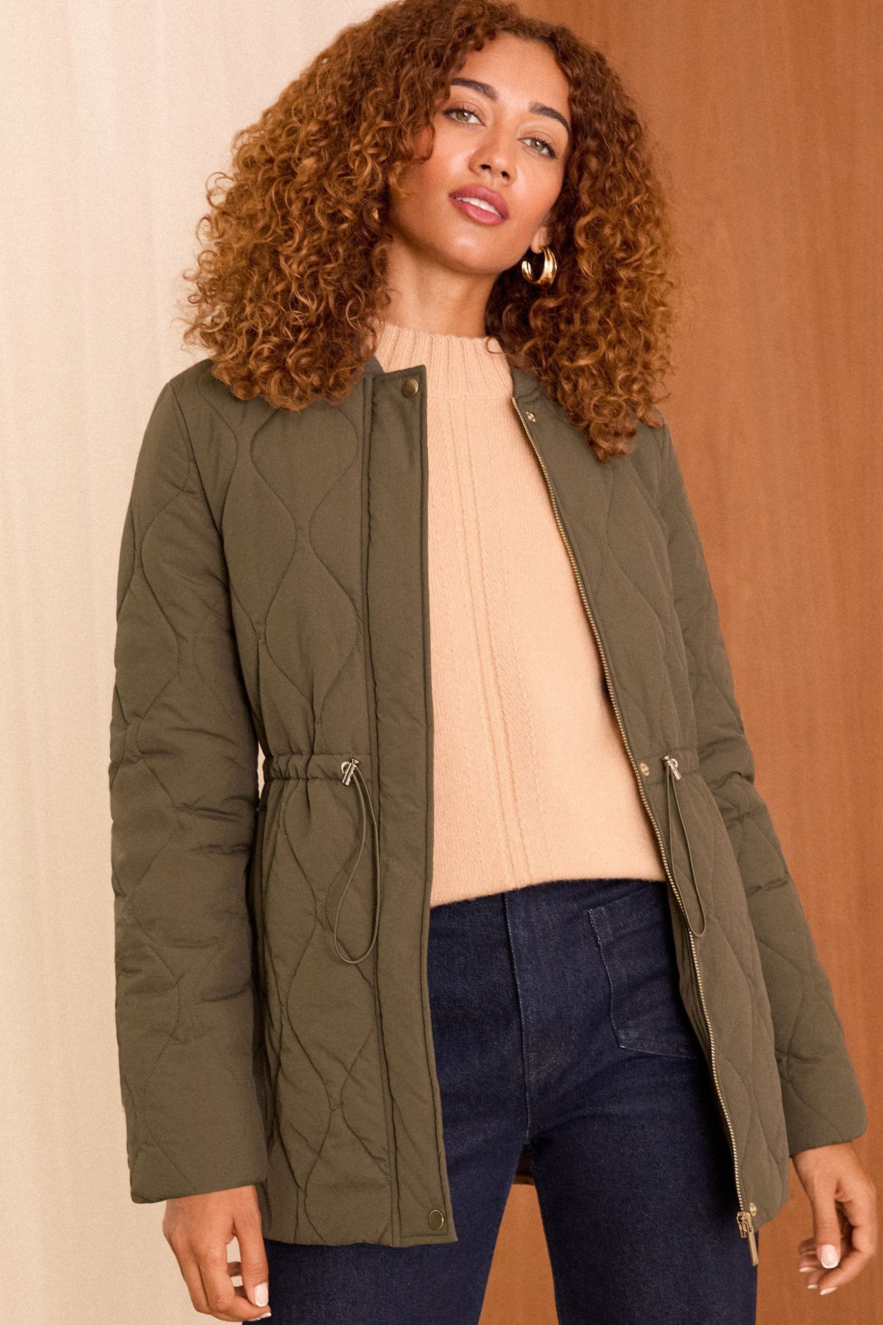 Green drawstring jacket shop