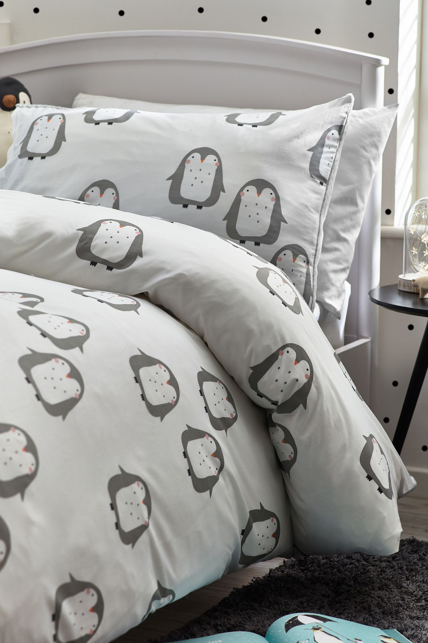 Buy Grey Kids Applique Fleece Penguin Duvet Cover And Pillowcase Set from Next Luxembourg