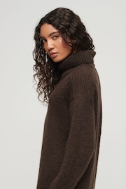 Superdry Brown Knnitted Roll Neck Jumper Dress - Image 3 of 6