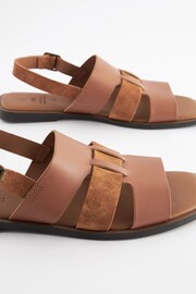 Tan Brown Extra Wide Fit Forever Comfort® Leather Slingback Sandals - Image 4 of 5