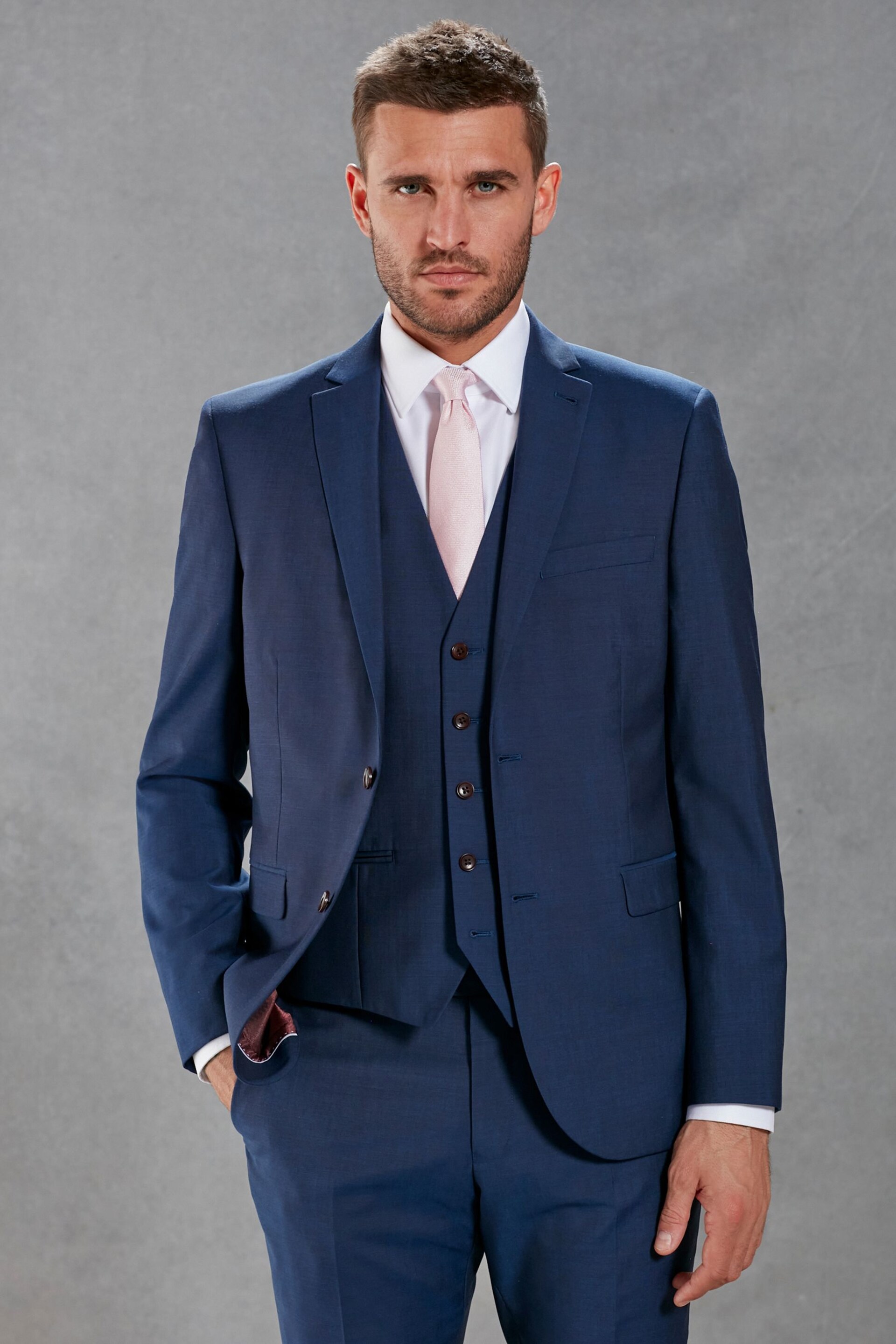 Bright Blue Signature Tollegno Wool Suit Waistcoat - Image 3 of 10