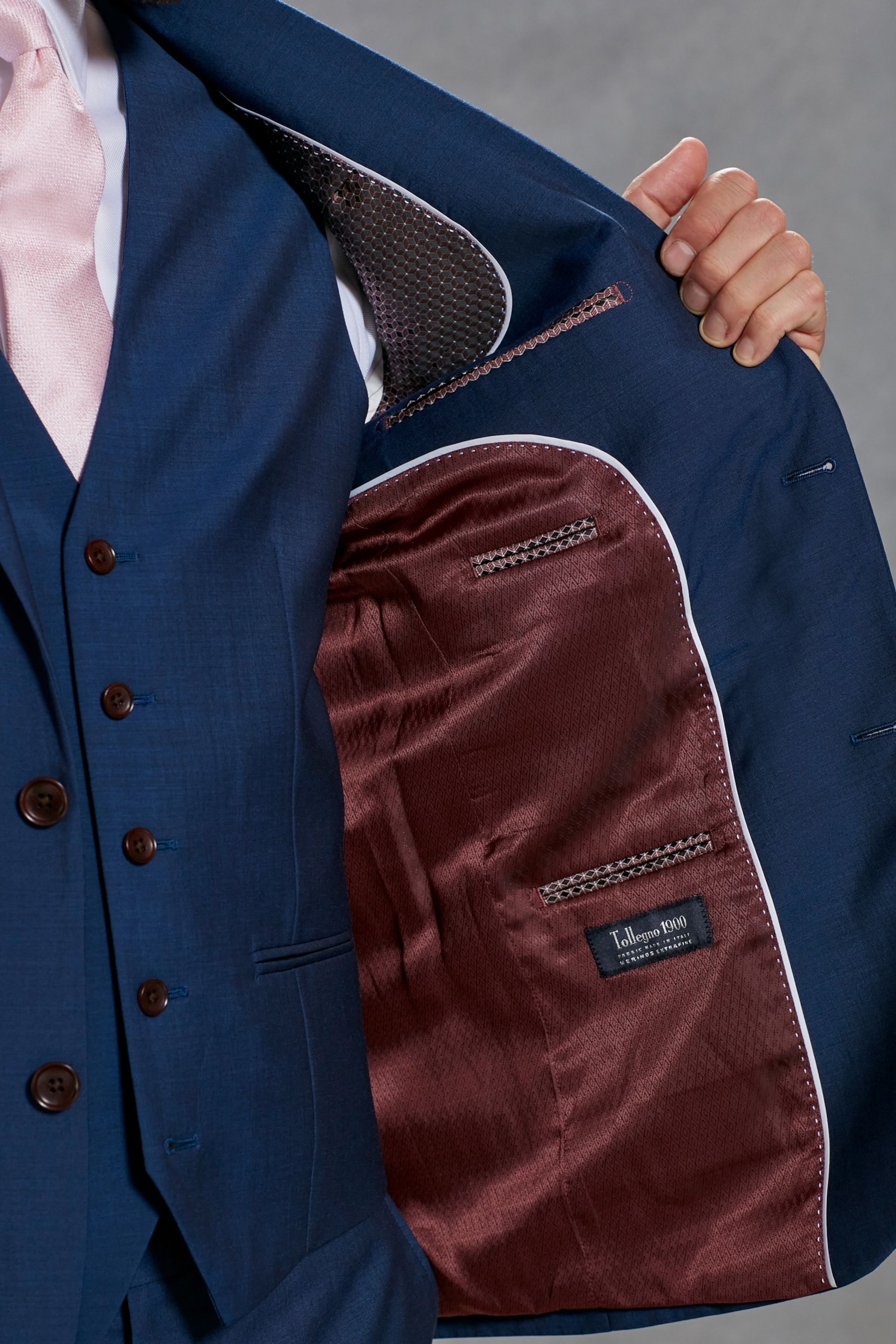 Bright Blue Signature Tollegno Wool Suit Waistcoat - Image 7 of 10