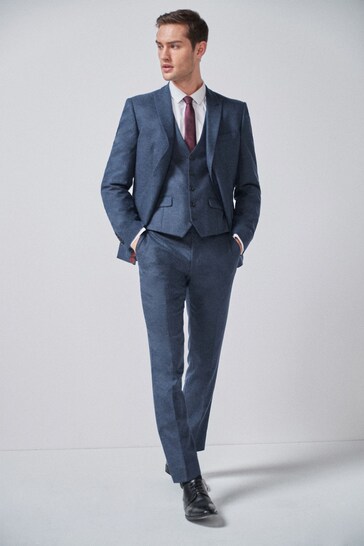 Blue Wool Donegal Suit: Jacket