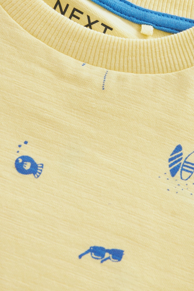 Yellow All-Over Print 100% Cotton Short Sleeve T-Shirt (3mths-7yrs) - Image 3 of 3