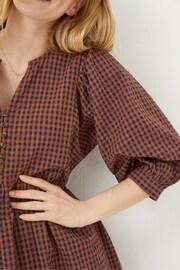FatFace Brown Gingham Midi Dress - Image 6 of 7