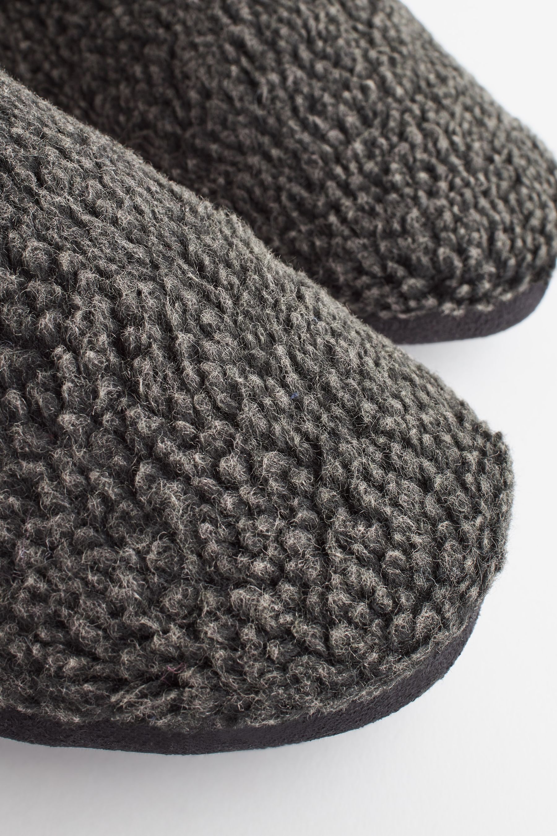 Charcoal Grey Borg Slipper Boots