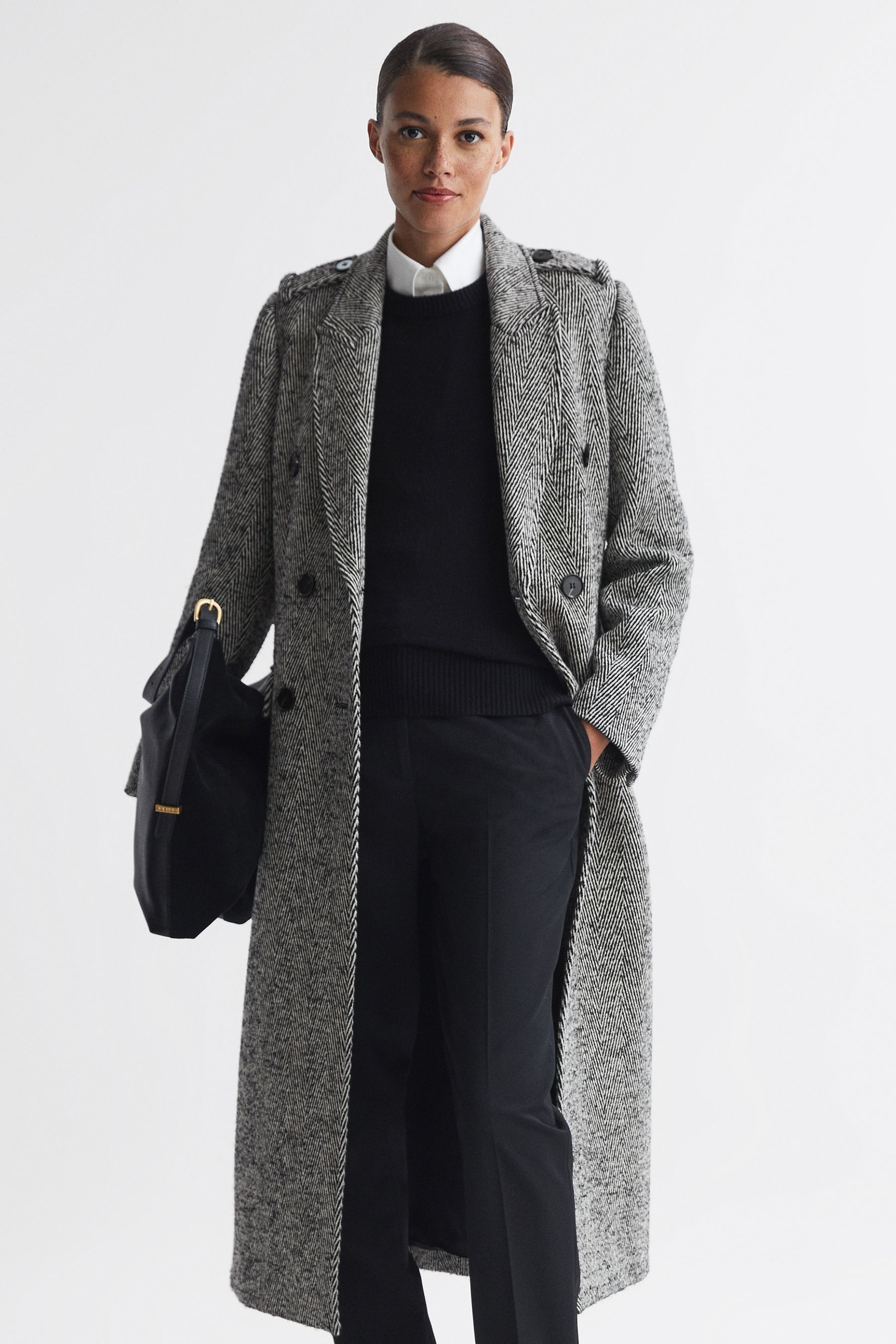 Buy Reiss Grey Jesse Wool Blend Herringbone Coat from Next Luxembourg