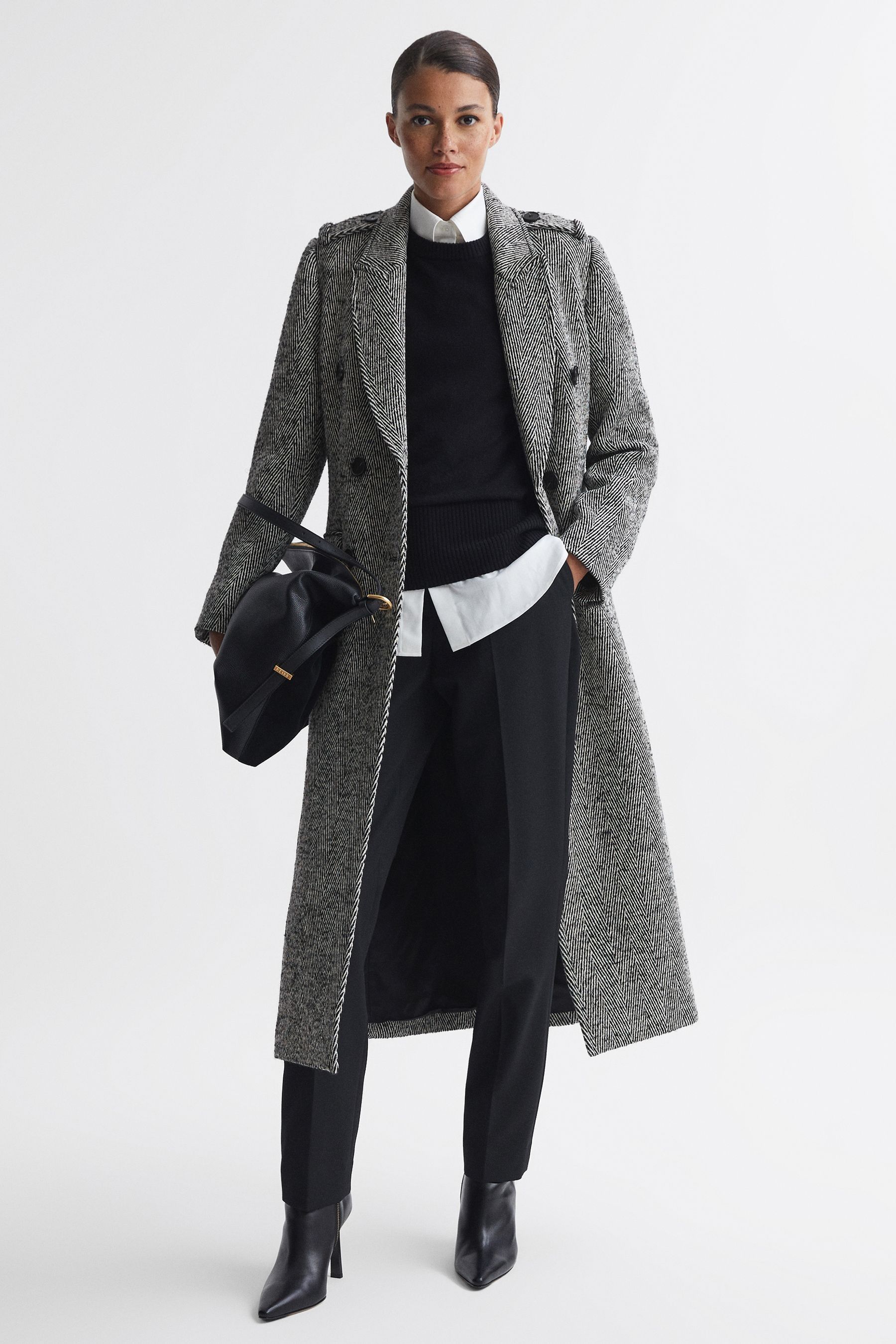 Buy Reiss Grey Jesse Wool Blend Herringbone Coat from Next Luxembourg