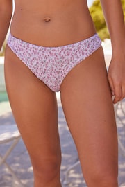 Pink/Ecru Ditsy Floral High Leg Shirred Bikini Bottoms - Image 1 of 5
