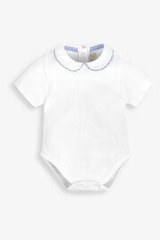 JoJo Maman Bébé White Woven Collar Bodysuit - Image 1 of 3