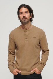 Superdry Brown Vintage Logo Embroidered Henley Top - Image 1 of 6